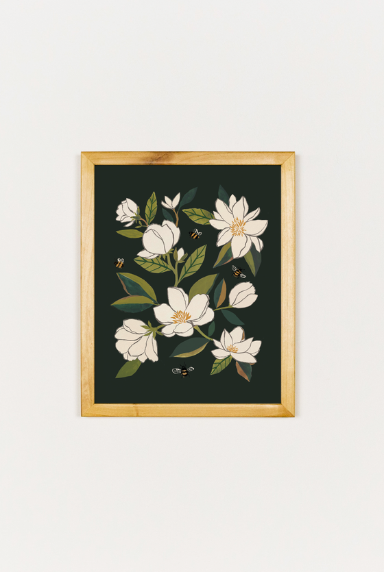 Magnolia and Bumblebees Art