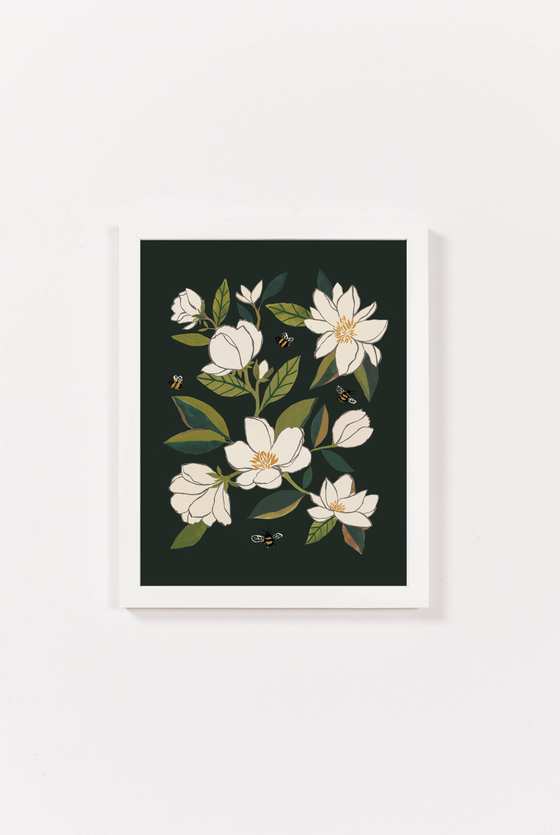 Magnolia and Bumblebees Art