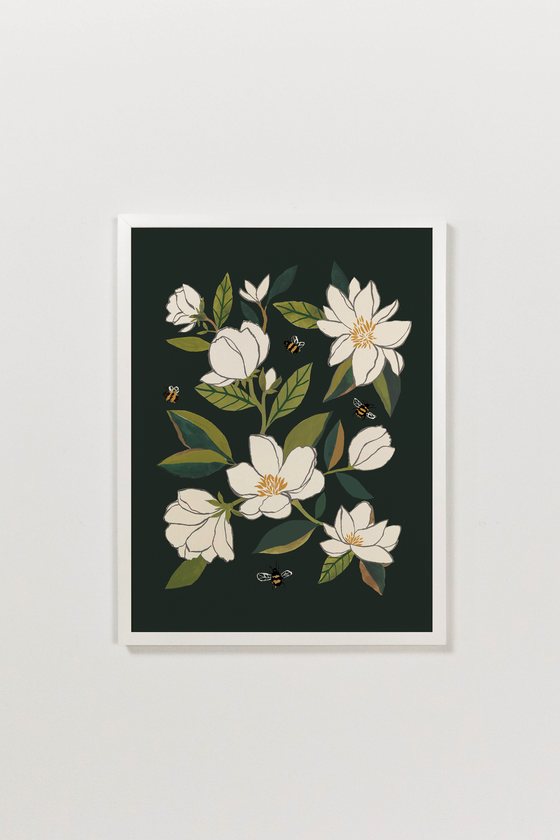 Magnolia and Bumblebees Art