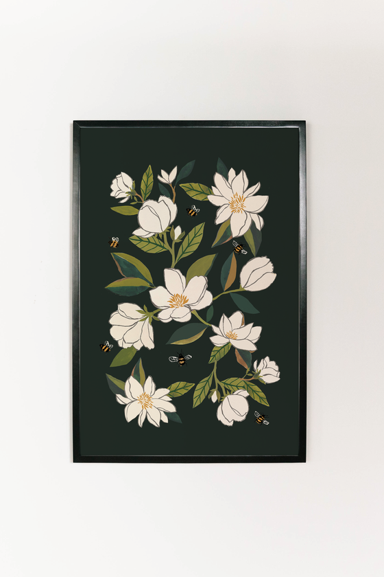 Magnolia and Bumblebees Art