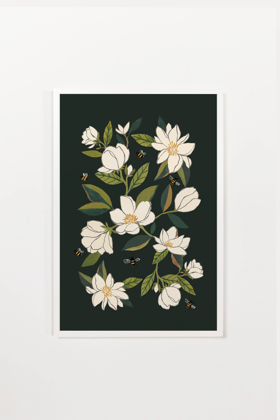 Magnolia and Bumblebees Art