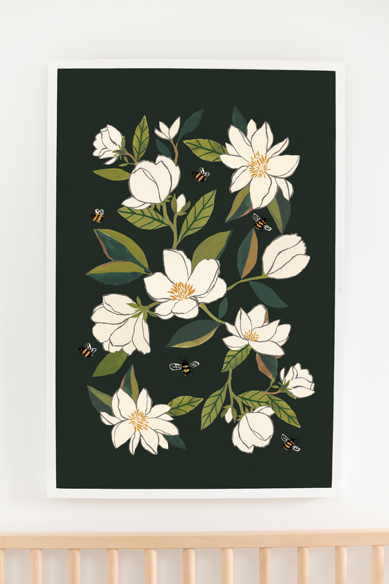 Magnolia and Bumblebees Art